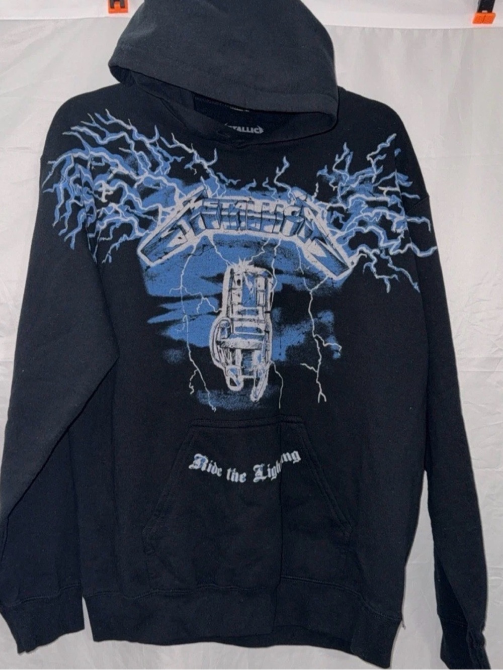 Metallica 'Ride the Lightning' Black Zip-Up Hoodie - Blue Graphic